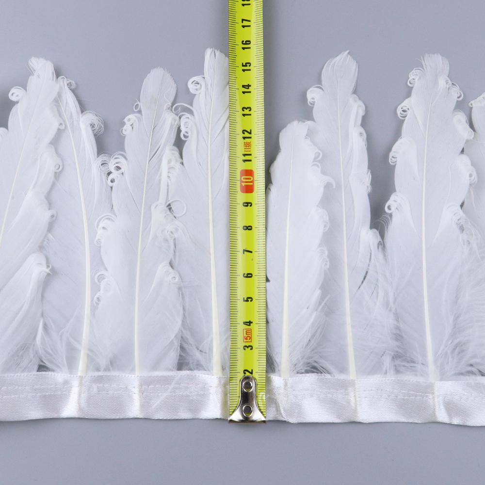 6-8" White Curly Goose Feather Trim Ribbon Making Christmas Decorative Festivals Crafts Natural Swan Pluma Trimming Handicraft