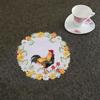 Easter Party decor Satin Fabric Home Decoration Embroidery Craft Placemat Doily Coaster Cup Pad