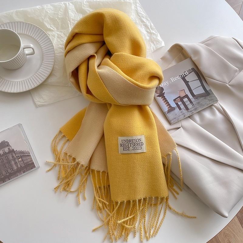 Double-sided Imitation Cashmere Scarf Women's Winter Warmth Couple High-end Mid-length Scarf Solid Color All-match Shawl
