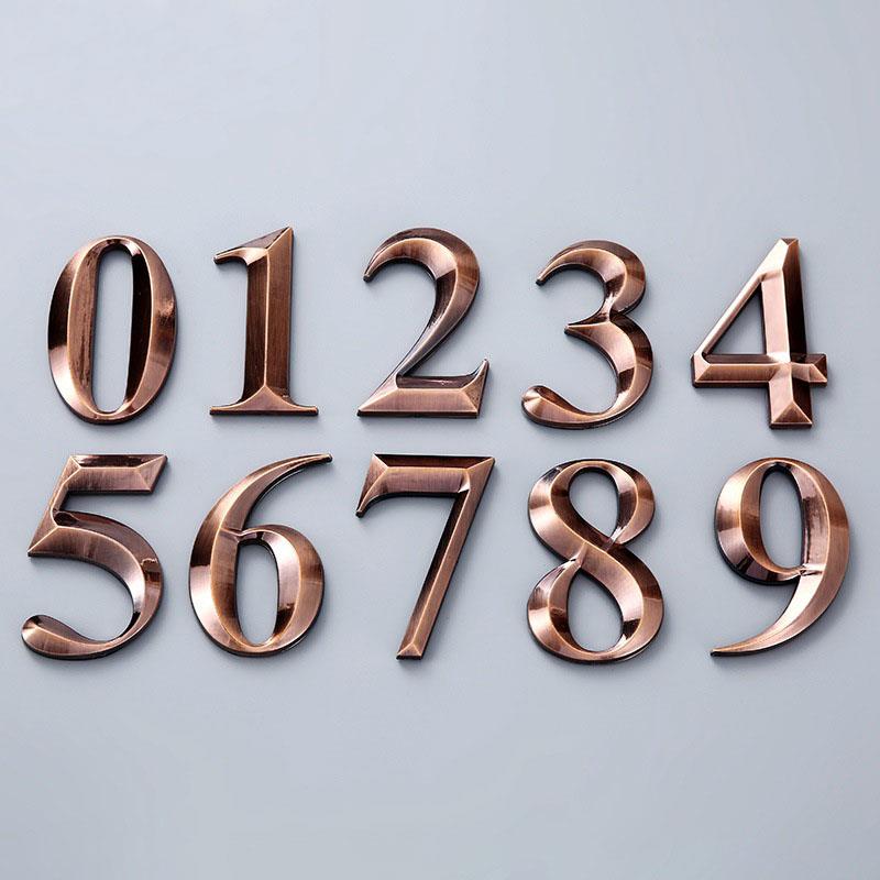 House Number Stickers 3D Self Adhesive Door Plate Sign Digits Apartment Hotel Office Door Address ABS Plastic Label 5cm Silver