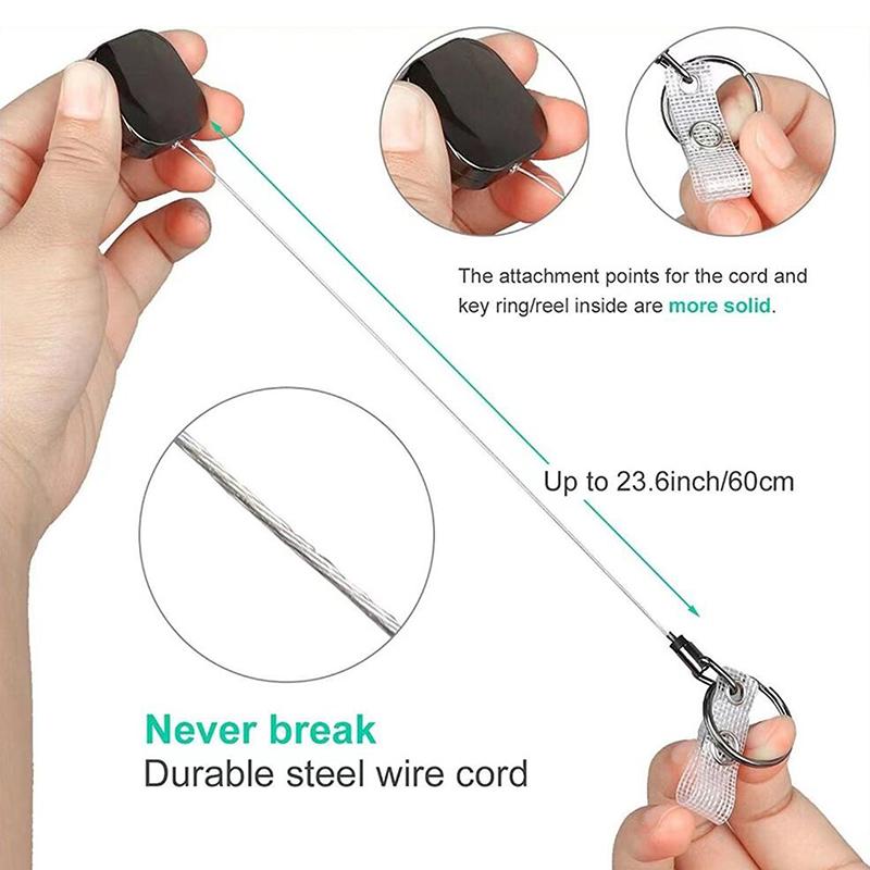 1 шт. 680 мм армированный стальной проволочный шнур прочный металлический выдвижной карабин брелок ремень значок катушки клипса