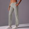 New Solid Color Corduroy Threaded Casual Pocket Straight Pants High Waist Drape Sports Running Yoga Nine-point Pants Women