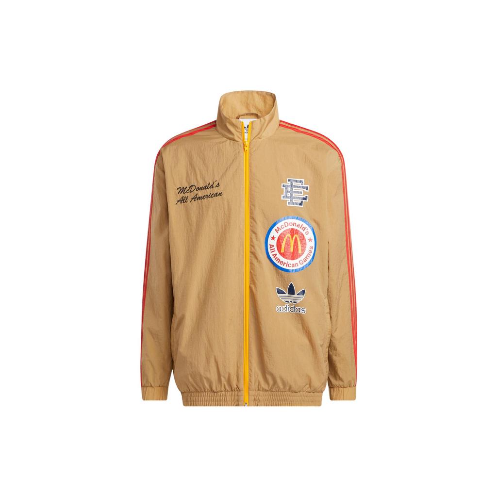 adidas Originals Trefoil X Eric Emanuel McDonalds Полосатая спортивная куртка 1 Мужская верхняя одежда Коричневый HI5589