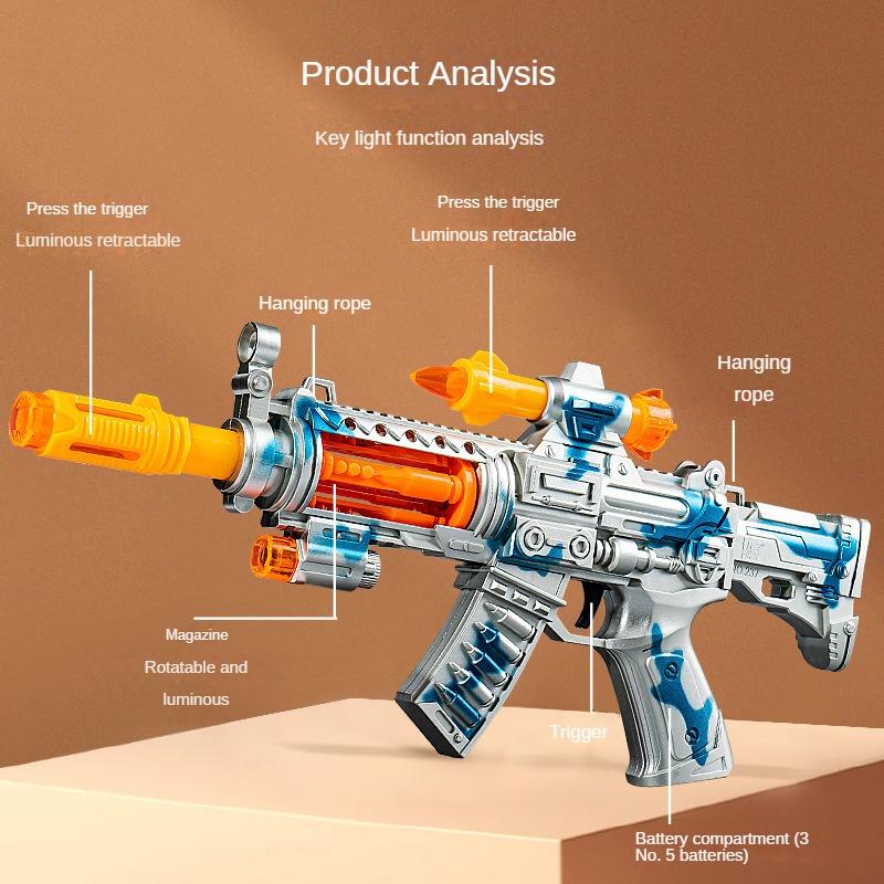 Детский игрушечный электрический пистолет, реалистичный автомат, модель пистолета-пулемета, как настоящее оружие, со звуковыми и световыми эффектами, не стреляющий, детские подарки