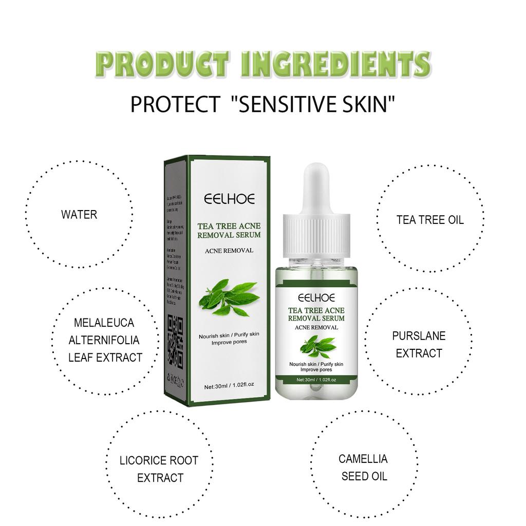 EELHOE Tea Tree Acne Repair Essence Осветляет следы от прыщей Очищает прыщи Устраняет прыщи Восстанавливает кожу Увлажняющая эссенция
