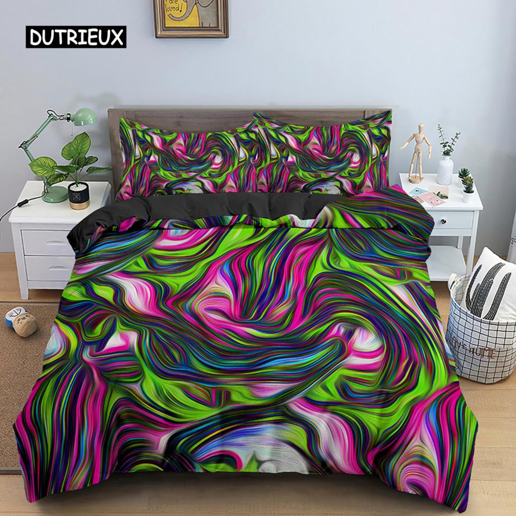 3D Пододеяльник Психоделический комплект постельного белья Роскошный пододеяльник с застежкой-молнией 2/3 шт. Пододеяльник King Пододеяльник из полиэстера