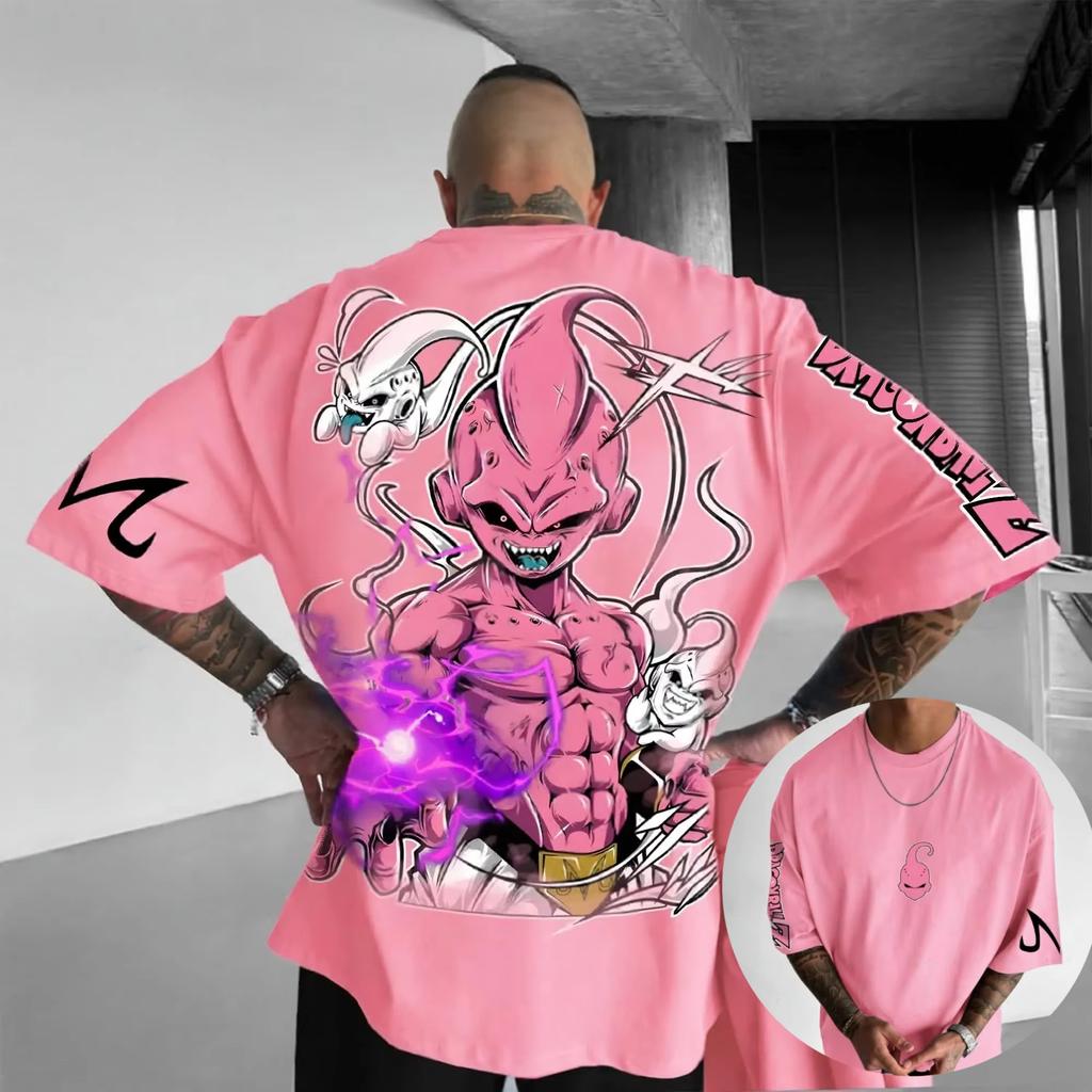 Горячая Распродажа Мода Новый Аниме Dragon Ball Демон Человек Буу Мужская Футболка Мальчики Y2K Харадзюку Чистый Хлопок Короткий Рукав Большой Размер