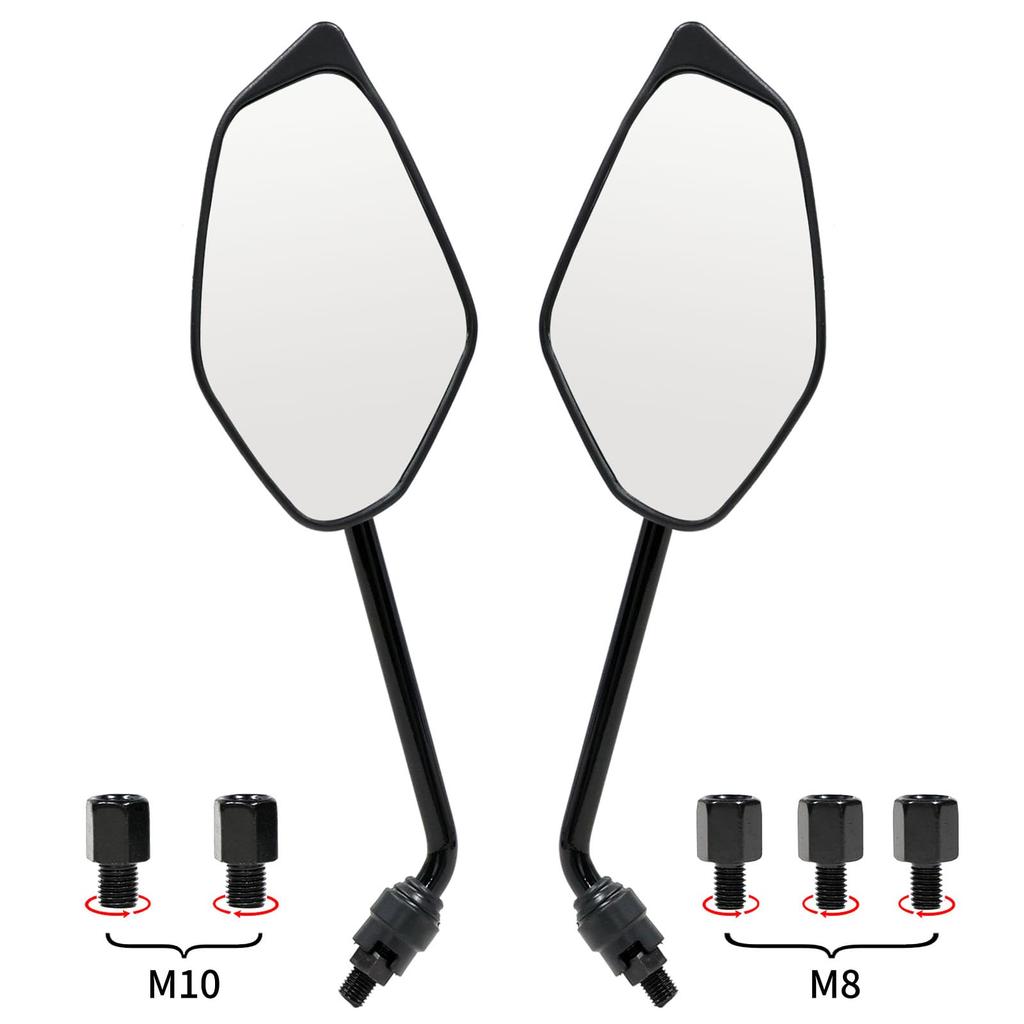 Universal motorcycle mirrors compatible with and including and 10mm and compatible with both reverse and Fits SEROW and Suzuki Yamaha, Honda, Suzuki,
