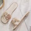 New Slippers Women's Fashion with Flat Bottom One-word Drag Summer Soft Bottom Outer Wear Temperament Flower Cool Slippers Women