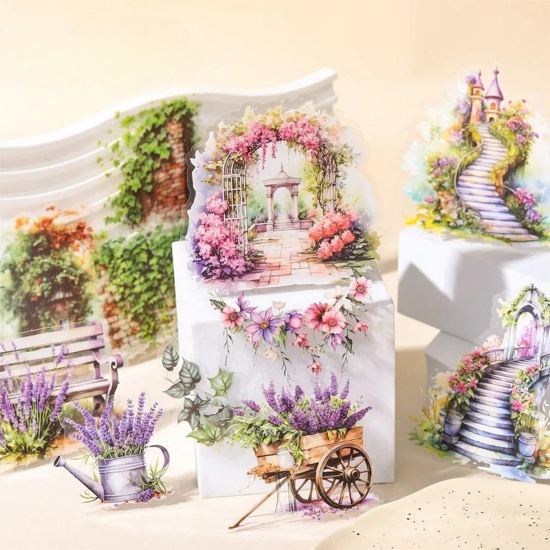 30 Sheet Beautiful Garden Themed Stickers Elegant Garden Scenes for Hand Account Decoration Scrapbook Collage