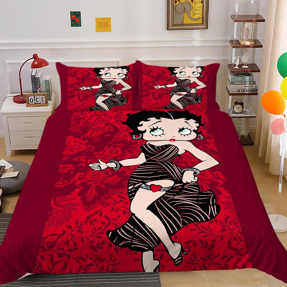 Bedding Set Cover Lovely 3D Betty Boop Printing Girl Double Size Home Textiles Comforter Cover Set
