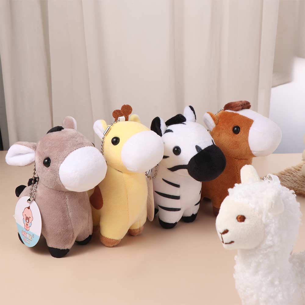 Stuffed Animal Horse Key Ring Cartoon Animal Donkey Small Doll Lovely Giraffe Pendant Boy Girl