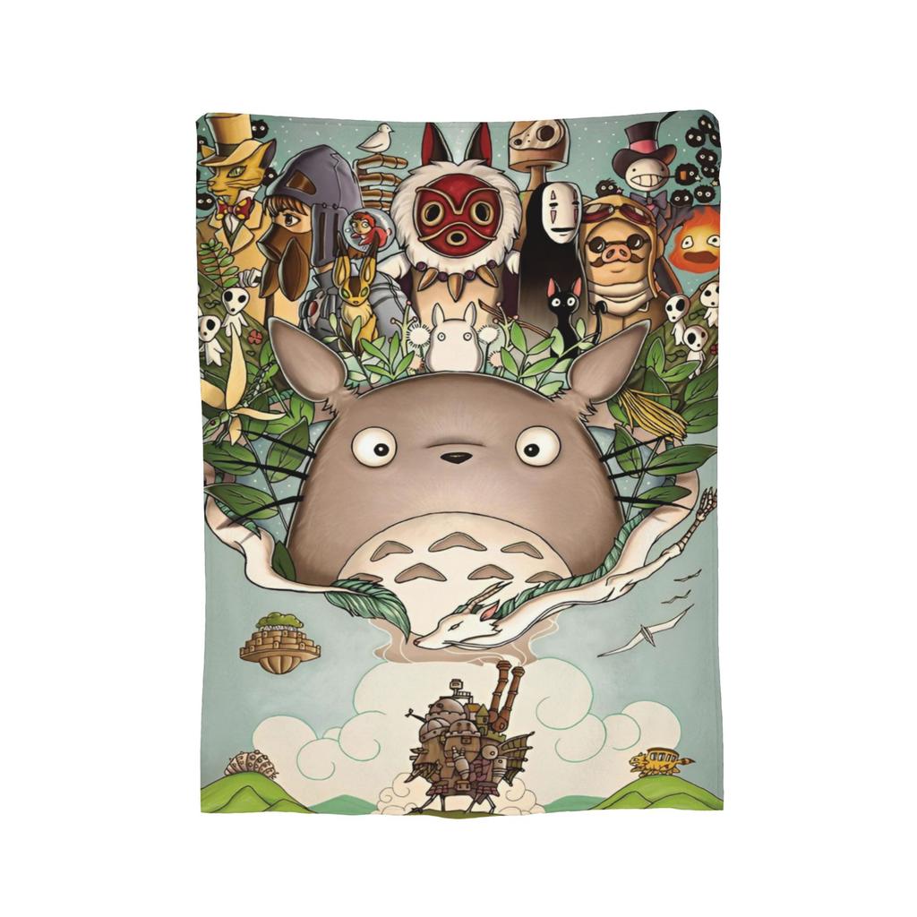 Традиционные вязаные одеяла Некобус Японские Т-Тоторо Кот-автобус Флисовый плед Постельные принадлежности Диван Портативные Мягкие Теплые Покрывала