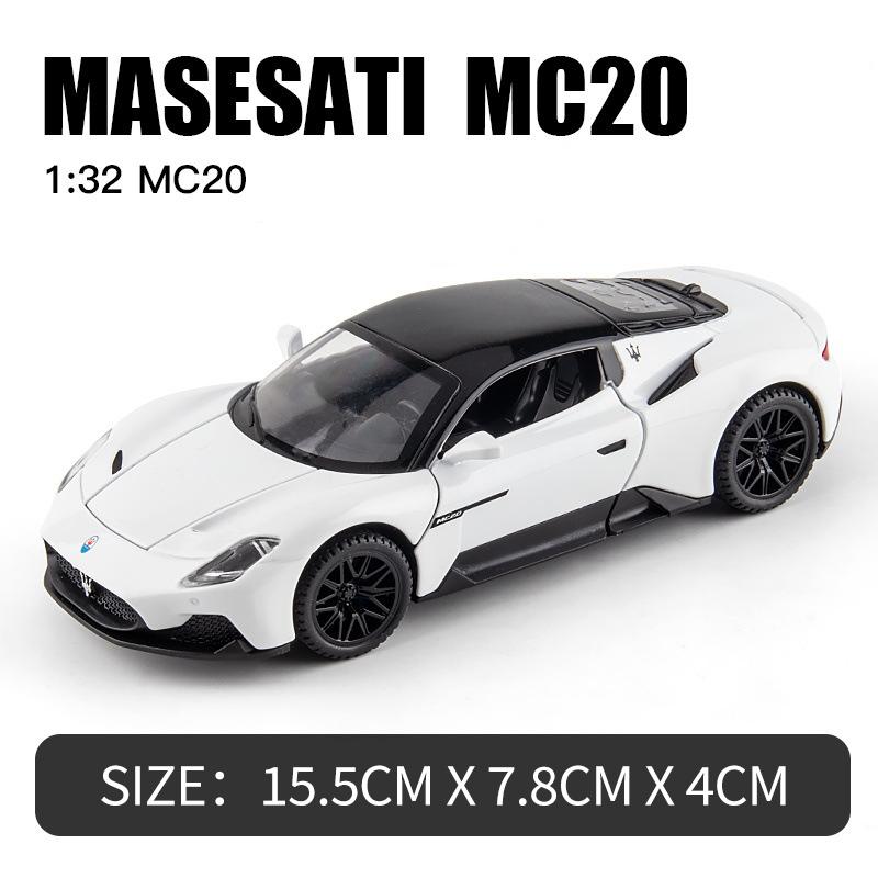 1:32 Мазерати MC20 Купе Сплав Спортивный Автомобиль Металлическая Модель Литья под Давлением Звук и Свет Игрушка с Оттягиванием Украшения для Компьютерного Стола Подарок для Детей