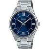 Casio MTP-V005D-2B5 Мужские стандартные аналоговые часы из нержавеющей стали с синим римским циферблатом