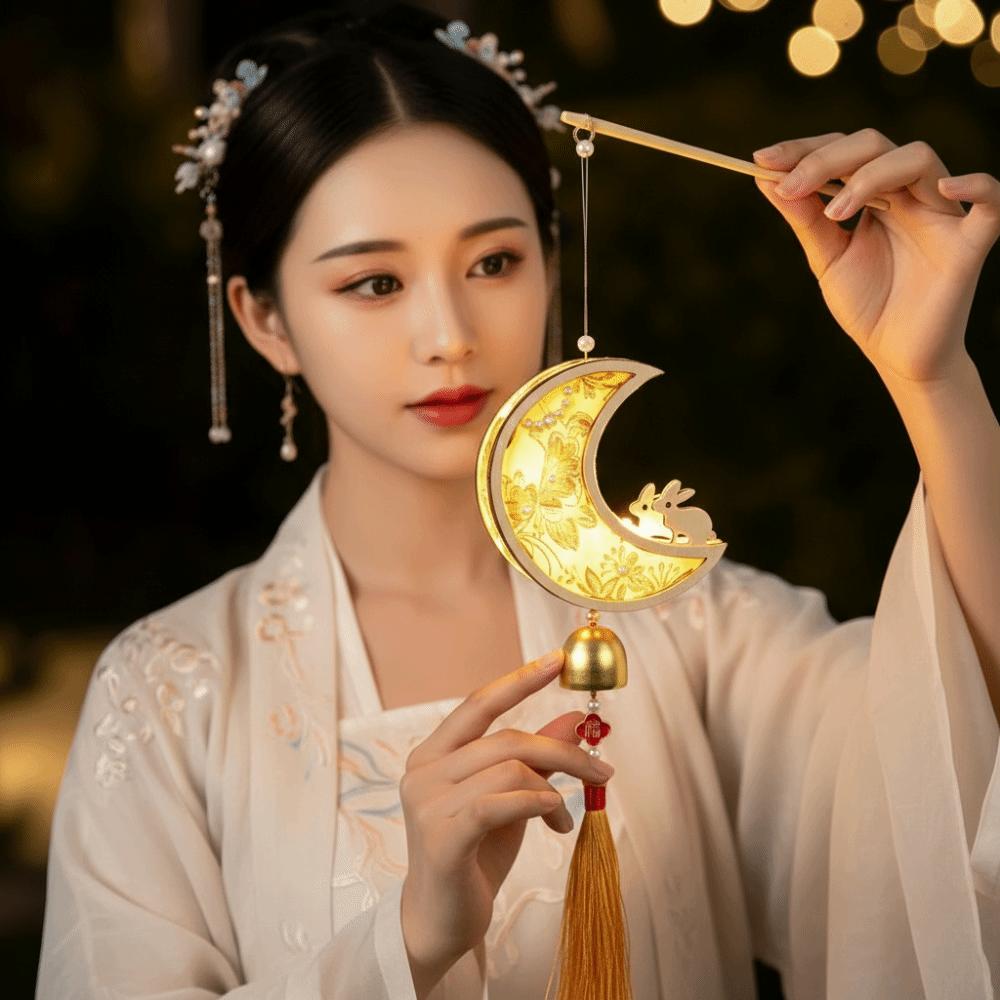 Handmade Fabric Lamp Kit Glowing Mid Autumn Craft Windchime Lantern DIY Gifts