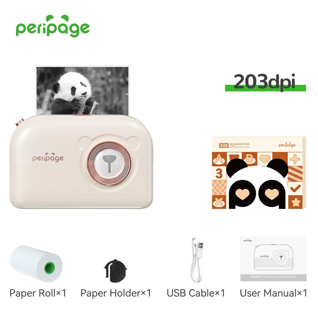 PeriPage A3X Mini Portable Photo Sticker Printer 203dpi BT Wireless Mobile Thermal Printer Receipt