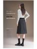 Elegant High-Waisted Woolen A-line Midi Skirt - Winter 2025