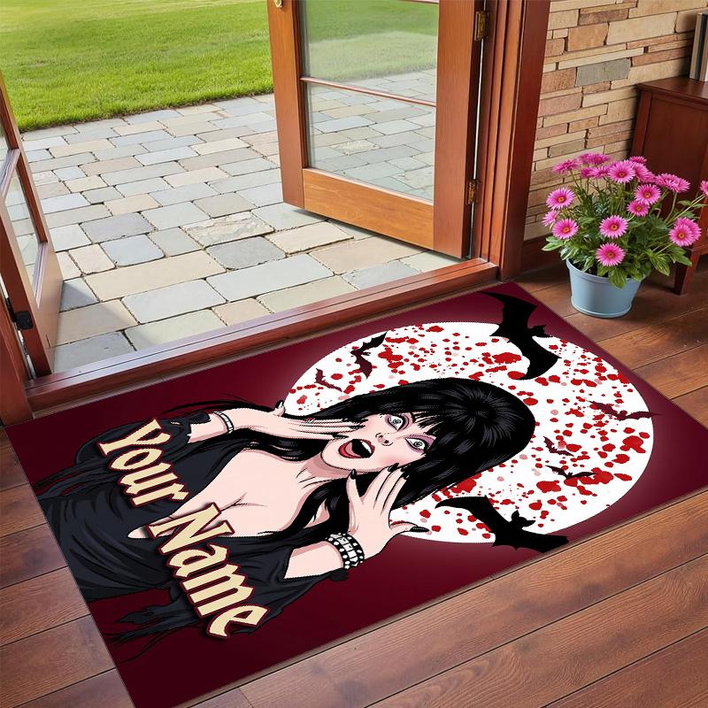 Crystal Velvet Rug Custom Name Text, Soft Non Slip Floor Mat Home DecorElvira Mistress of the Dark