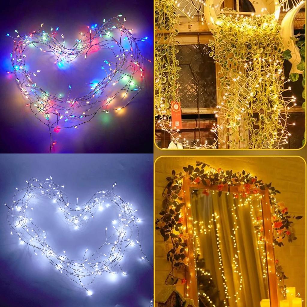 6M LED Firecracker String Lights 200 400 LEDs USB Battery Powered With Remote Control For Christmas Wedding Party Decor