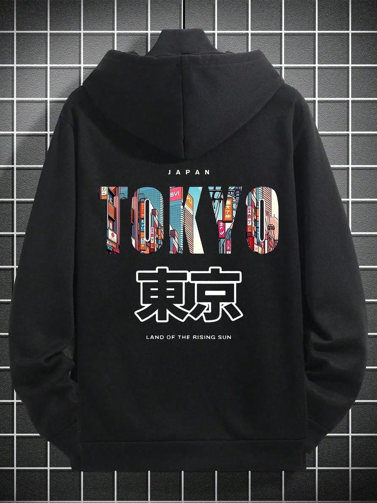 2026 New Unisex Tokyo Japan Cityscape Letter Graphic Hoodie Autumn Winter Streetwear Japanese Back Print Hooded Sweatshirt