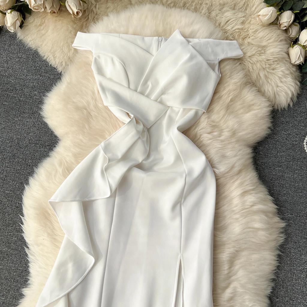 Торжественное платье с открытыми плечами и топом, женское платье невесты для тоста, платье Par Par на день рождения, торжественное платье, платье High Sense