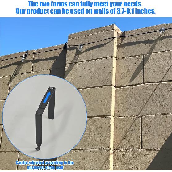 Adjustable Outdoor Light String Hooks for 3.2 - 6 inch Concrete Cinder Block Wall and Fences, 5 Pcs Metal No Drill String Light Hangers, Outside
