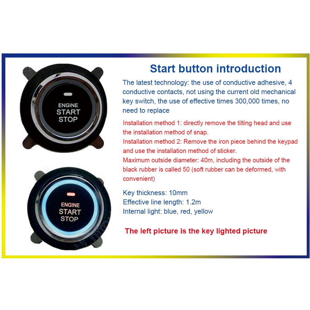 12V Car One Key Start System Automatic Ignition Engine Ignition System Remote Control One Button Start System Car Accessories