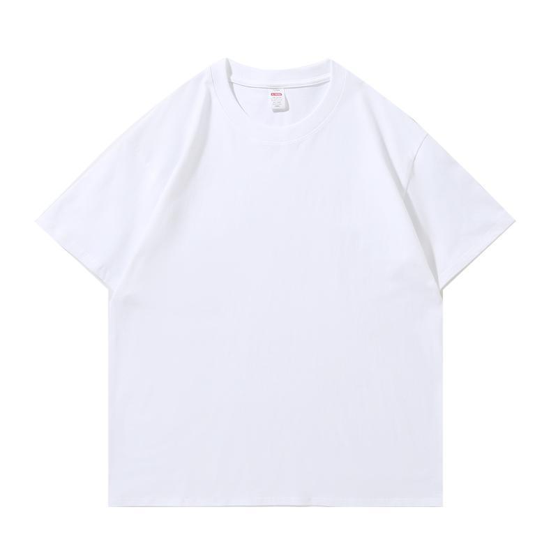 Unisex Heavyweight Pure Cotton Solid Color Short Sleeve Round Neck T-shirt