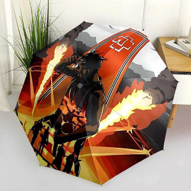 1pc Rammstein Automatic Folding Umbrella - Compact 8-Rib Design, Durable Plastic & Iron, Perfect Gift for Friends & Family, Outdoor Umbrella, Fashiona