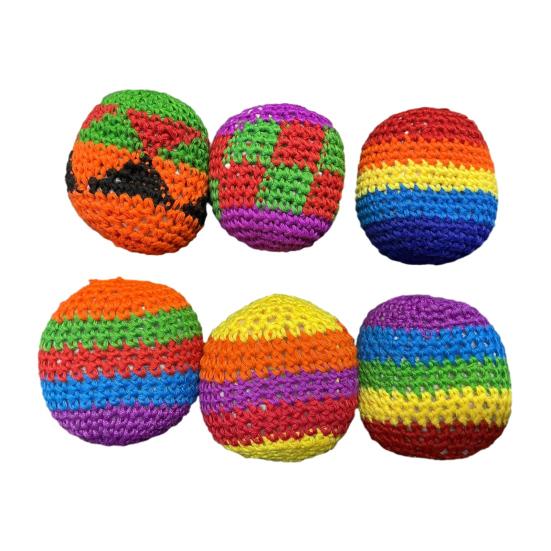 Colorful Crochet Footbag Sack Balls Soft Textured Beanbags for Kids Hand-Eye Coordination Outdoor Group Games Party Favors Kindergarten Sports