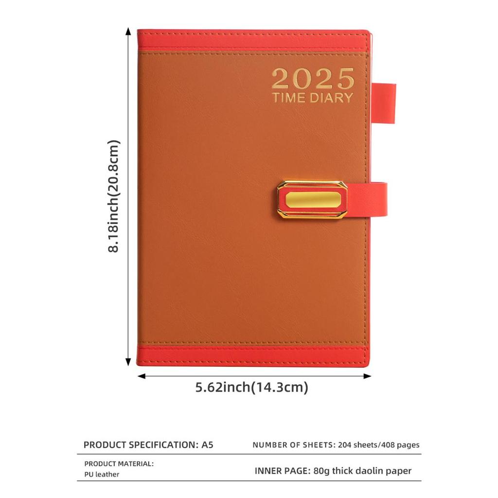 Кожаная книга учета рабочего расписания на 2025 год формата А5, страницы на английском/испанском/французском языках, ежедневник для студентов, блокнот, памятка