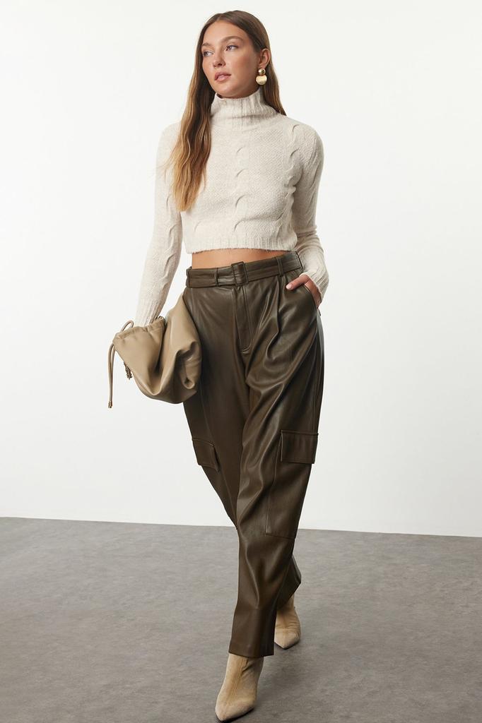 Женский свитер в элегантном стиле, мягкий текстурированный укороченный трикотаж с камнем, свитер