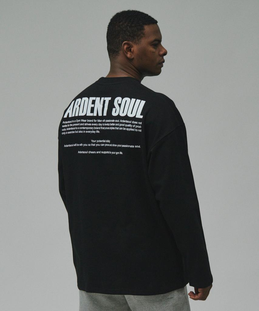 Adent Soul, Футболка с длинным рукавом, Полуоверсайз, Фирменный логотип на спине (черный)