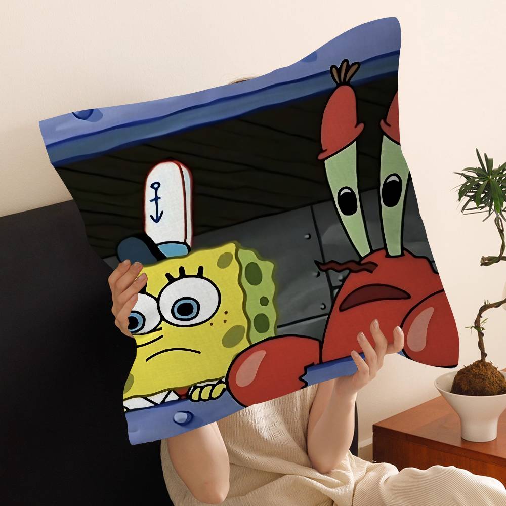 Cartoon S-Sponge-B-Bob Pillow Cushion Cover Pillowcase Living Room Sofa Home Decor