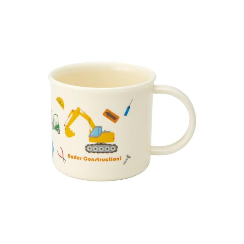 Skater Children's Plastic Lunch Cup, 200ml, Dishwasher Safe, Made in Japan, Featuring a Construction Vehicle Design (KE4A-A)