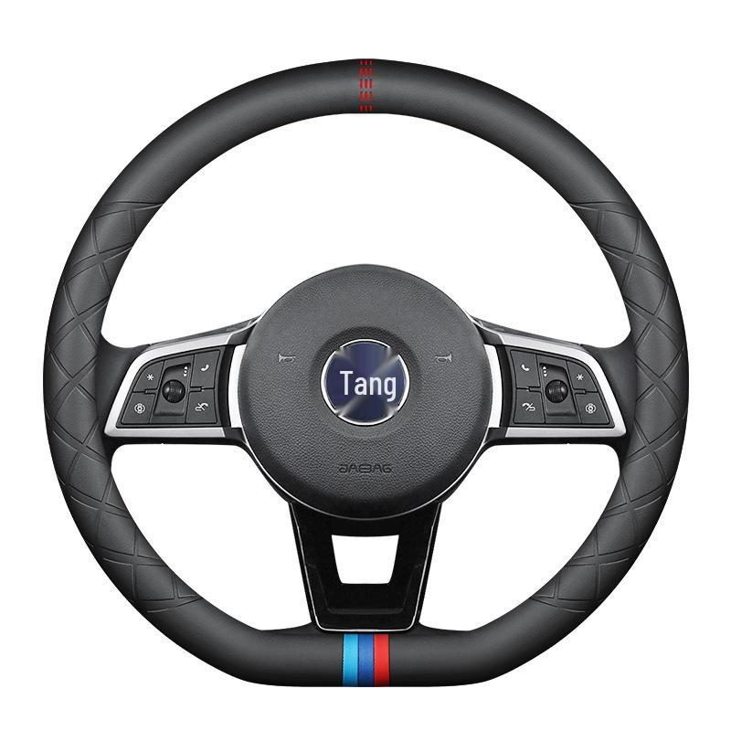 BYD Steering Wheel Cover: Genuine Leather Fit for Tang, DMI, Song Pro, Qin Plus, Han EV, Dolphin, F3, S7.