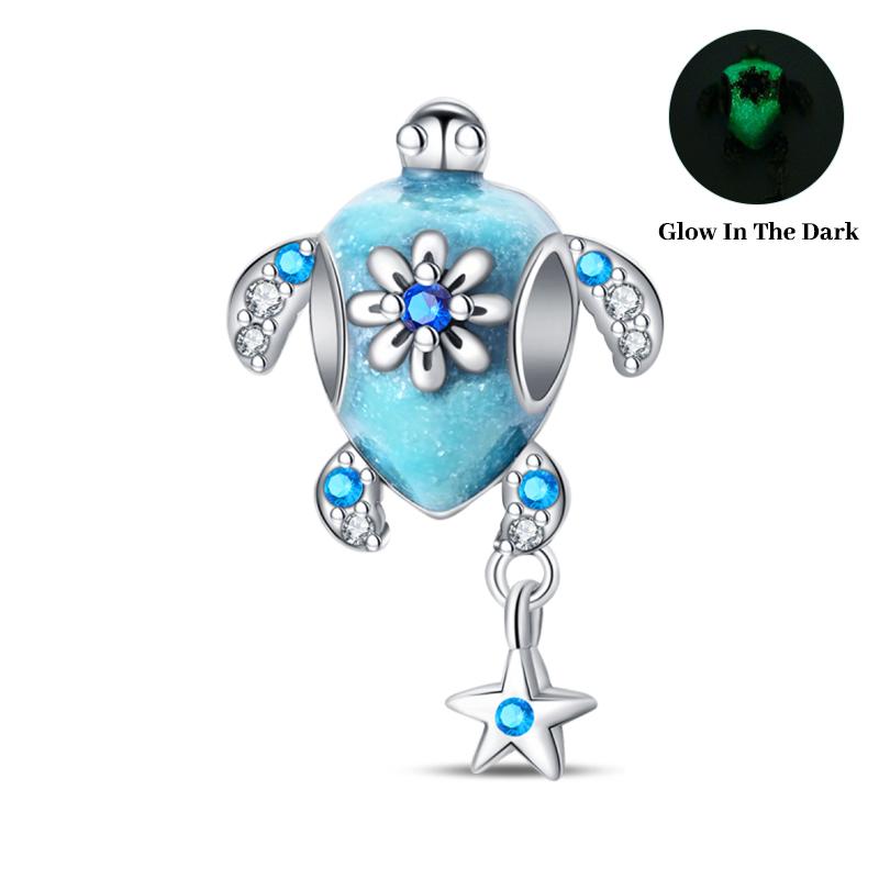 Ocean Series Copper Luminous Shell Pearl Fishtail Tortoise Charms Beads Fit 3Mm Original Bracelets Fine Diy Jewelry