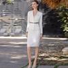 Elegant Spring-Autumn White Collarless Suit Skirt Set - Slimming & Formal Workwear for Professionals