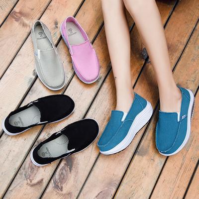 Весна, лето и осень туфли-качалки женские дышащие туфли студенческие повседневные спортивные туфли платформа туфли-маффины одинарные туфли