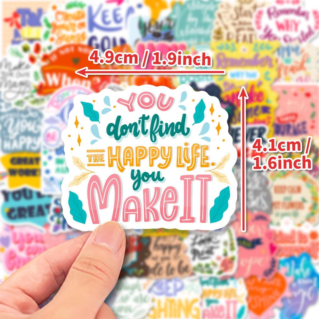 50 Pink Motivational Text Stickers: Waterproof Nordic-Style Notebook & Water Bottle Decor