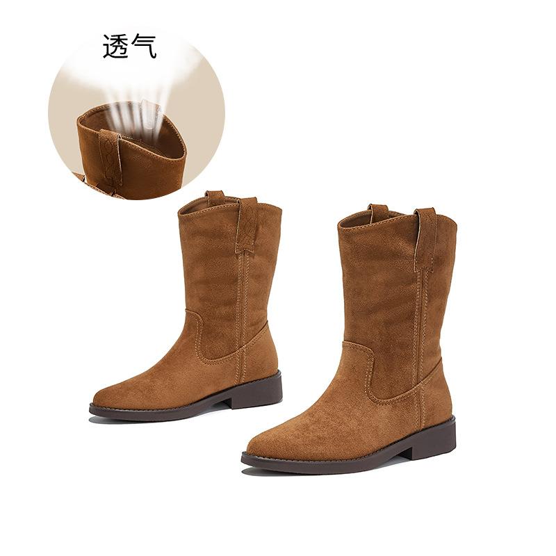 New Pointed Western Cowboy Boots Autumn and Winter Casual Versatile Martin Boots Retro Short Boots Thick Heel Women's Boots