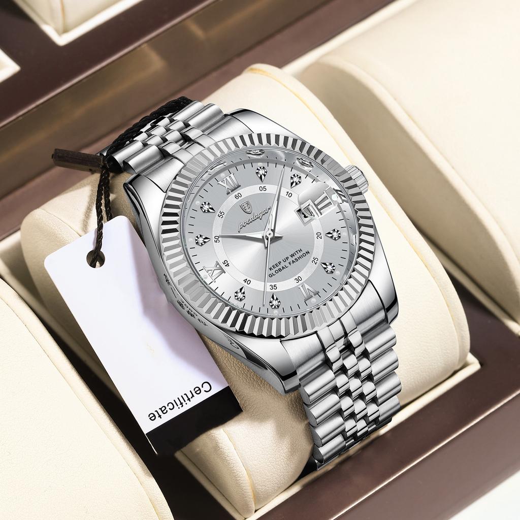 Brand Luxury Men's Watch New Business Quartz Watch Man Diamond Calendar Clock