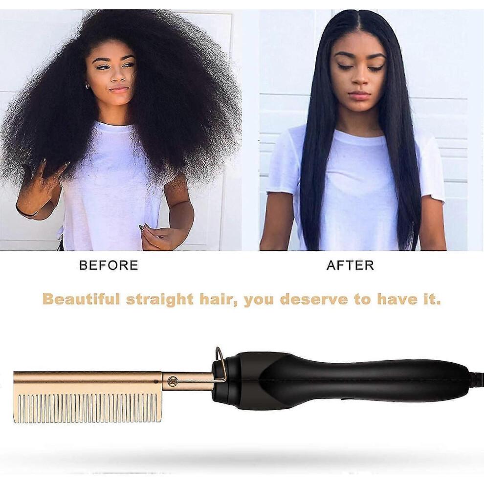 Hot Comb Straighteners, Electric Hair Straightener for Thick Afro Hair, Wig, Beard, Hot Anti-scald Portable Curling1pc