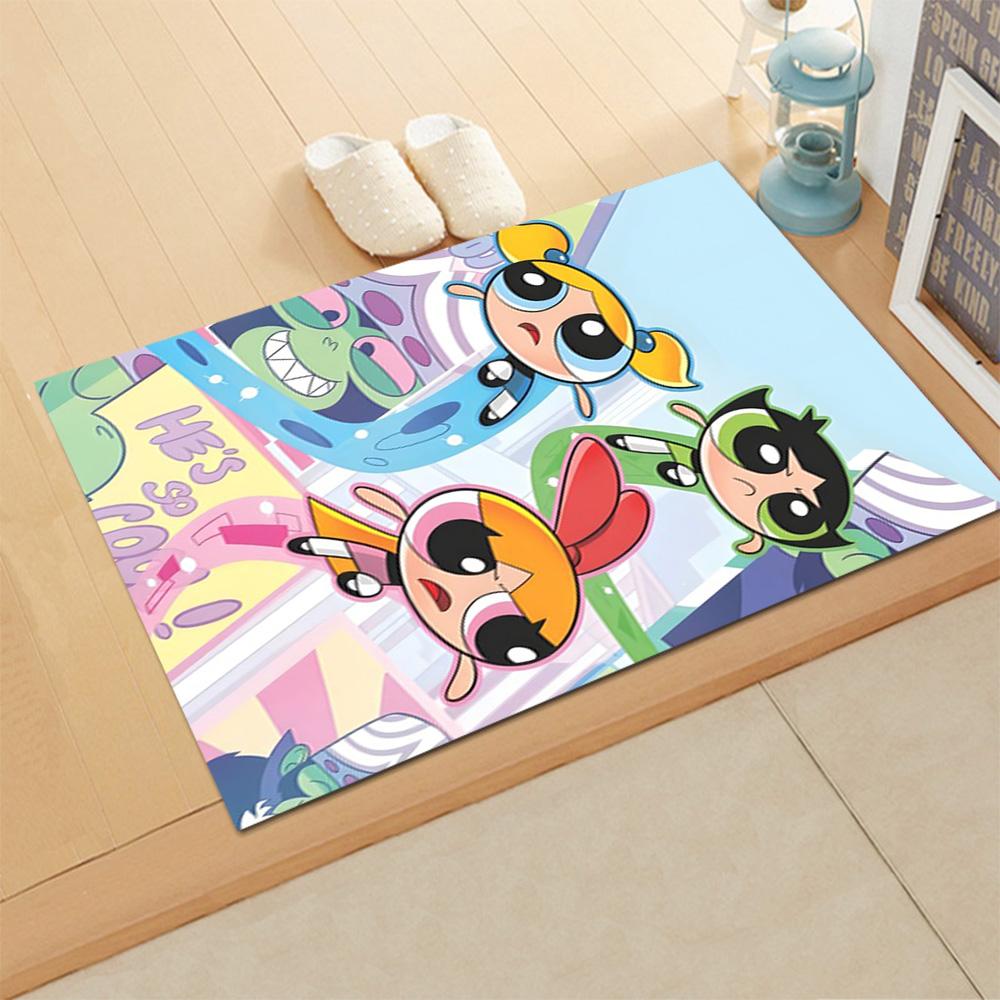 Powerpuff Girls Bubbles' Flight rug for living rooms, bedrooms, home décor, and as gifts.