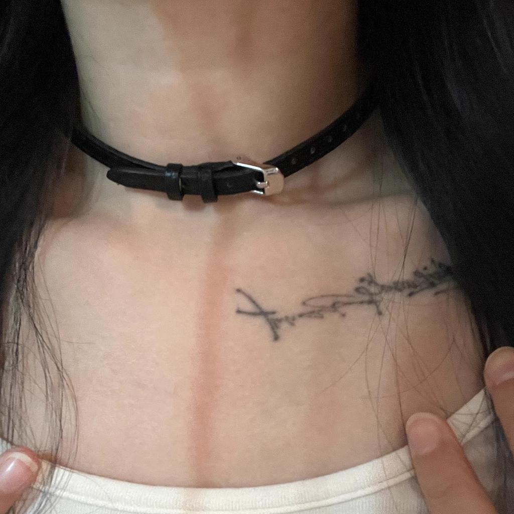 Texture Belt Buckle Neckchain Punk Dark Stackable Leather Unique Y2K Necklace Men Women Simple Choker Jewelry