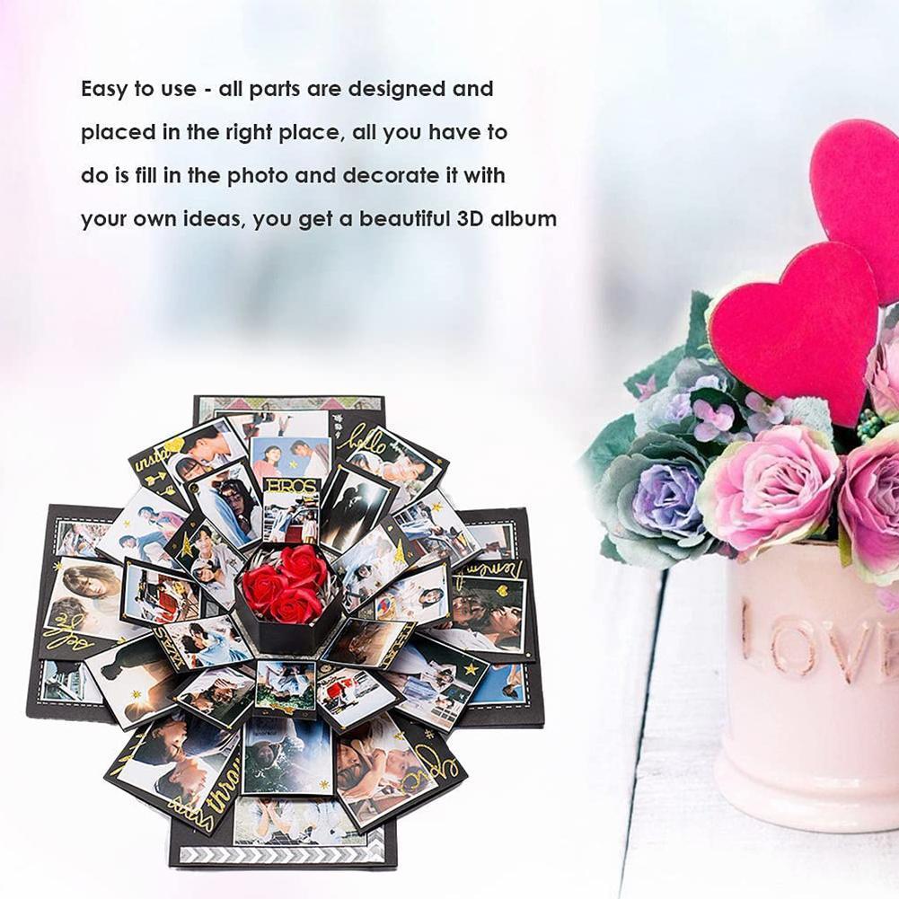 NEW Photo Album Box DIY Scrapbook Lovely Surprise Explosion Couple Memory Love Anniversary Day S3Y4