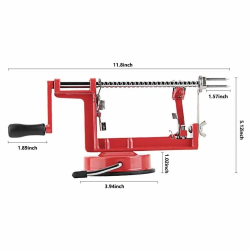 3-in-1 Stainless Steel Apple Peeler, Slicer, and Corer with Suction Cup (Vermilion)