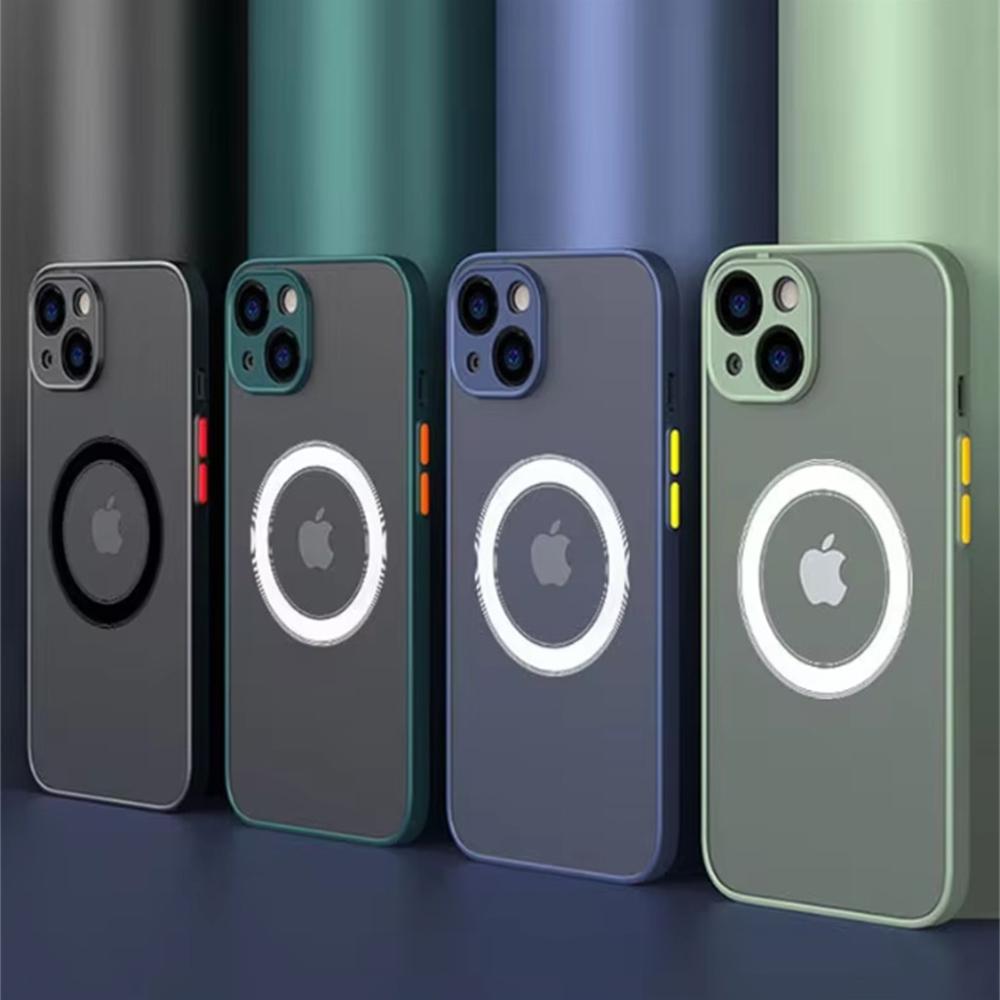 Ударопрочный чехол для iPhone 16 Pro Max 15 14 13 12 11 ProMax Mini Plus Телефон Магнитная беспроводная зарядка для Magsafe Жесткий задний чехол