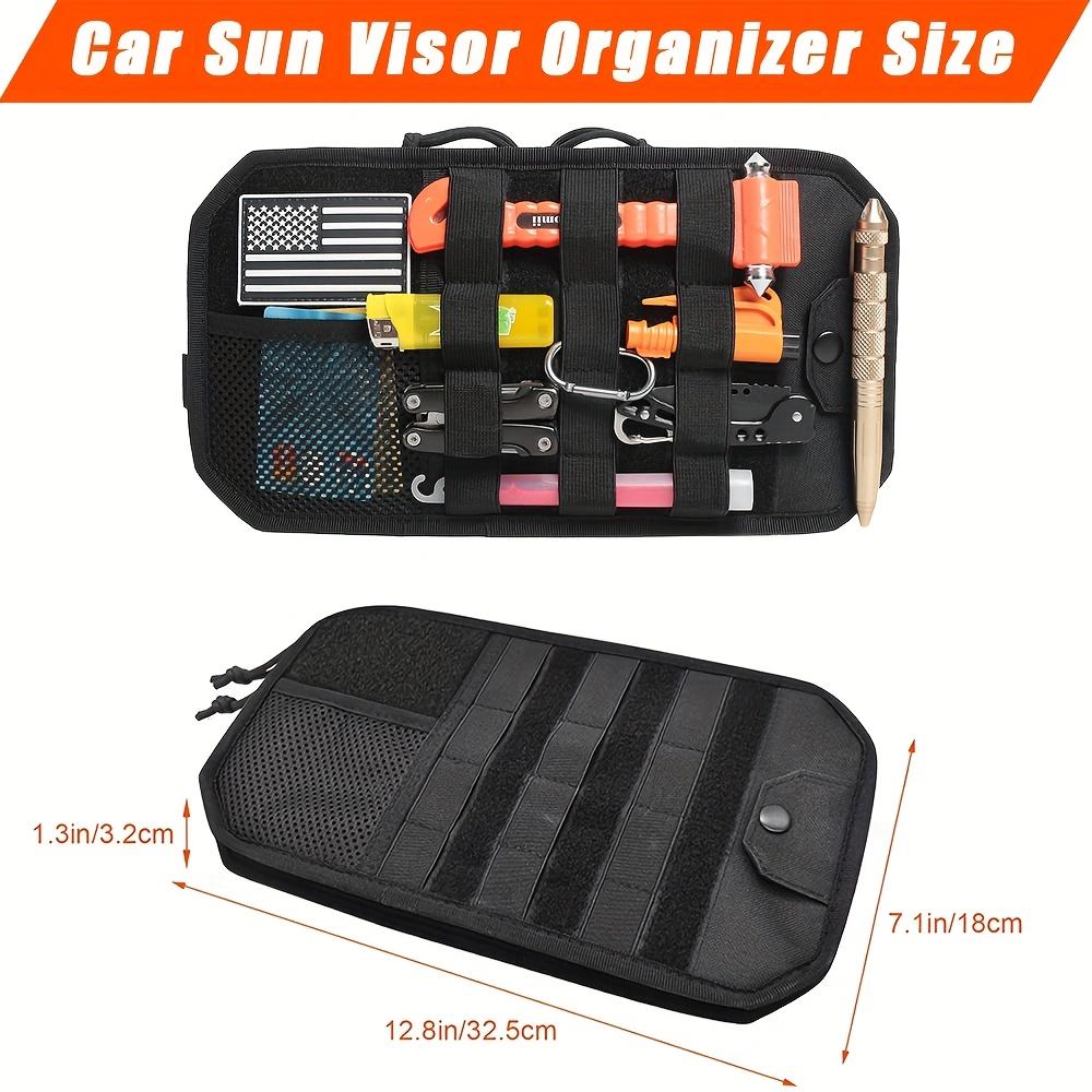 Car Sun Visor Storage Bag with Molle System & Double Zipper Closure - Heavy-Duty All-in-One Organizer with MOLLE Webbing